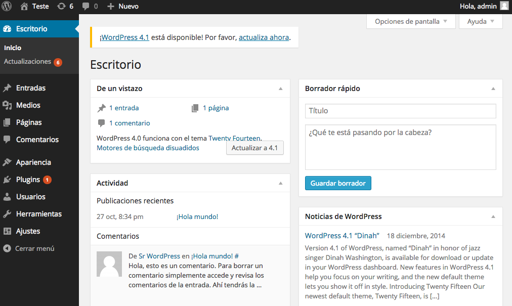 Dashboard WordPress